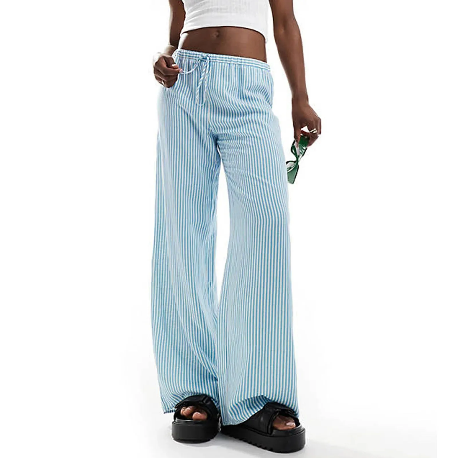 Casual Striped Straight Leg Pants