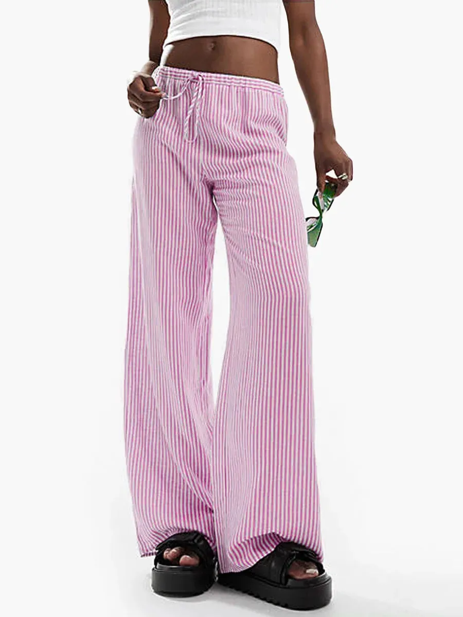 Casual Striped Straight Leg Pants