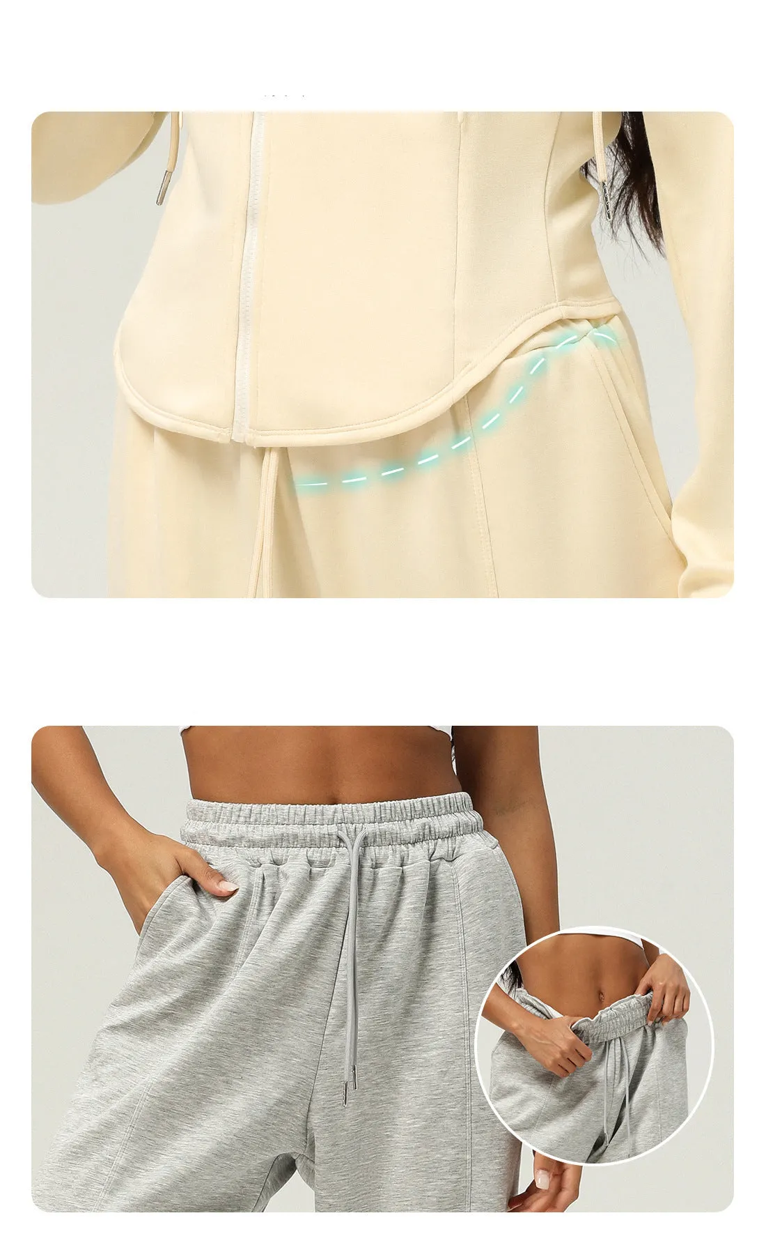 Casual Sweatpants Loose Hooded Coat Two Piece Set