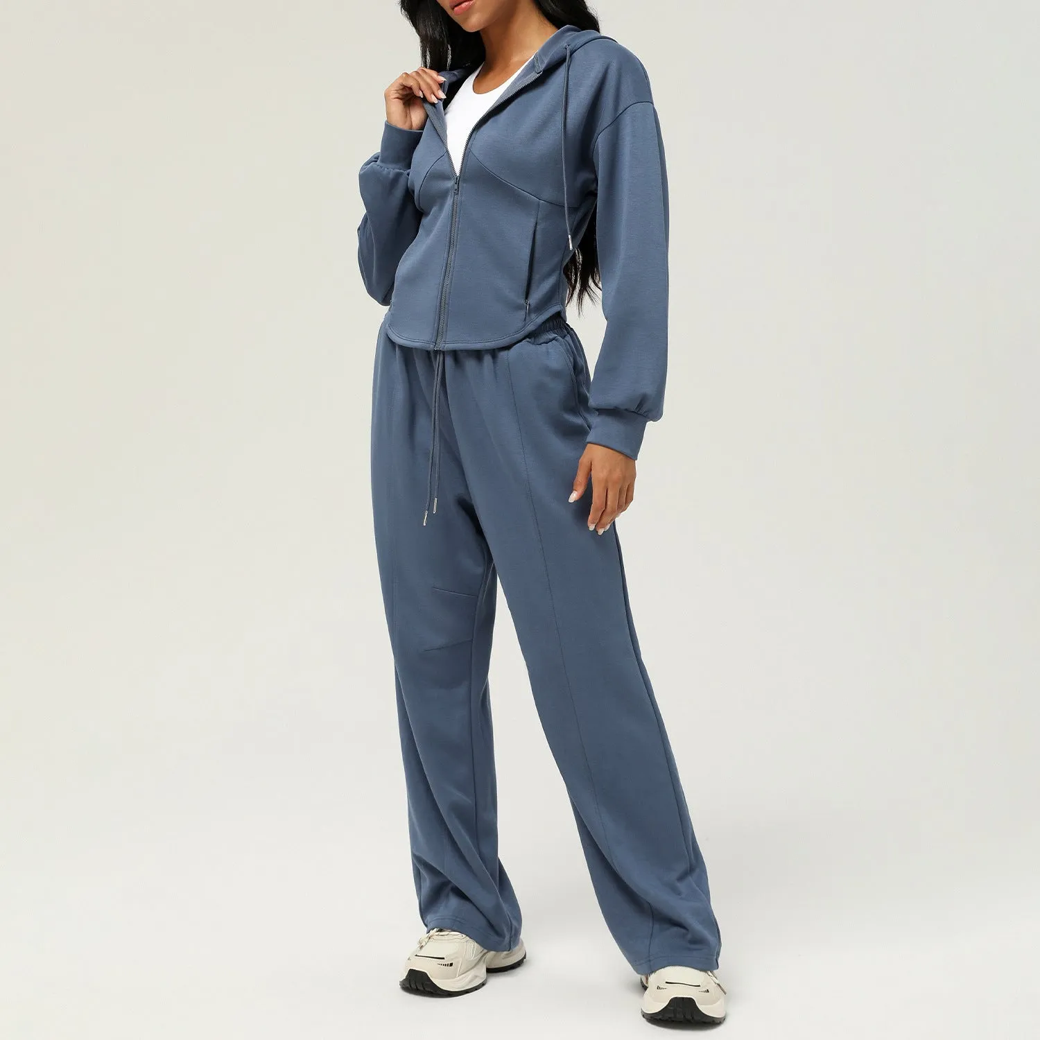 Casual Sweatpants Loose Hooded Coat Two Piece Set