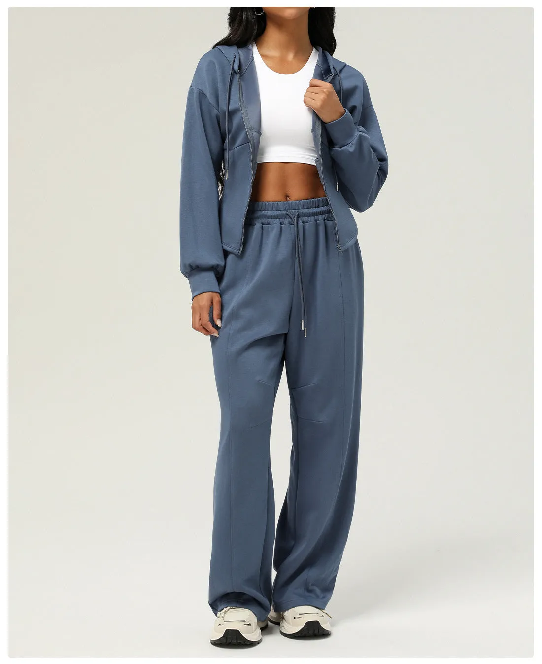 Casual Sweatpants Loose Hooded Coat Two Piece Set