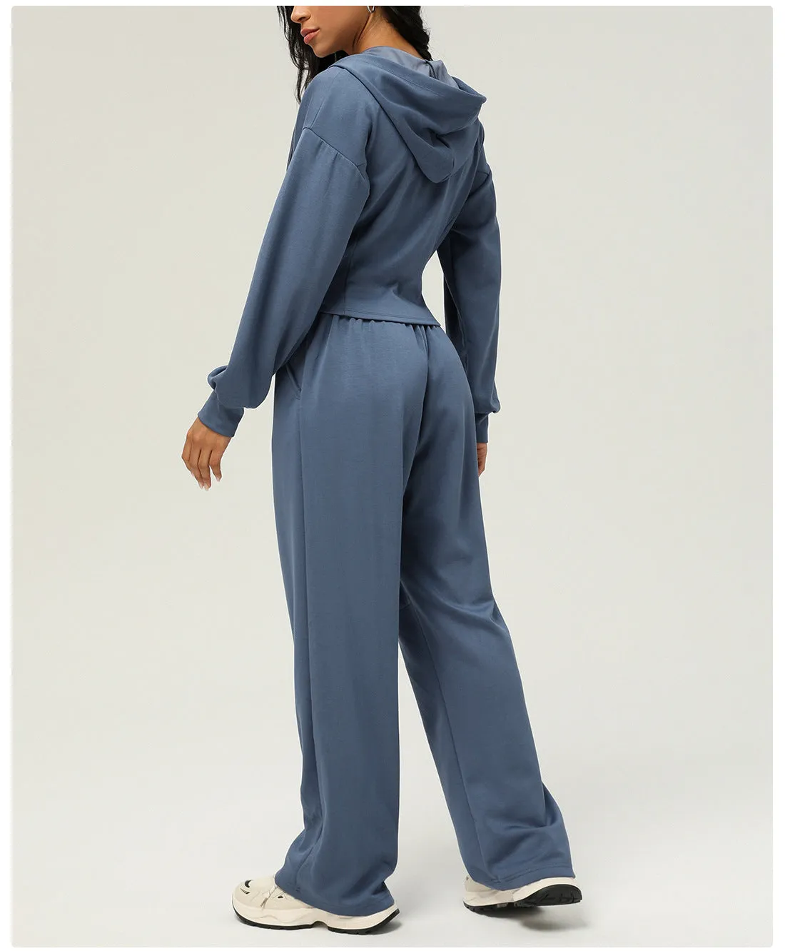 Casual Sweatpants Loose Hooded Coat Two Piece Set