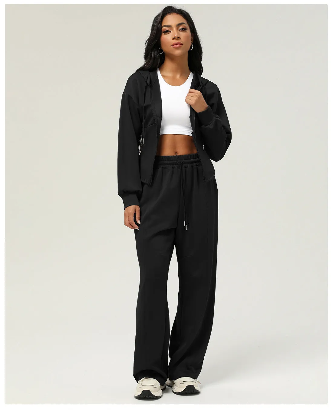 Casual Sweatpants Loose Hooded Coat Two Piece Set