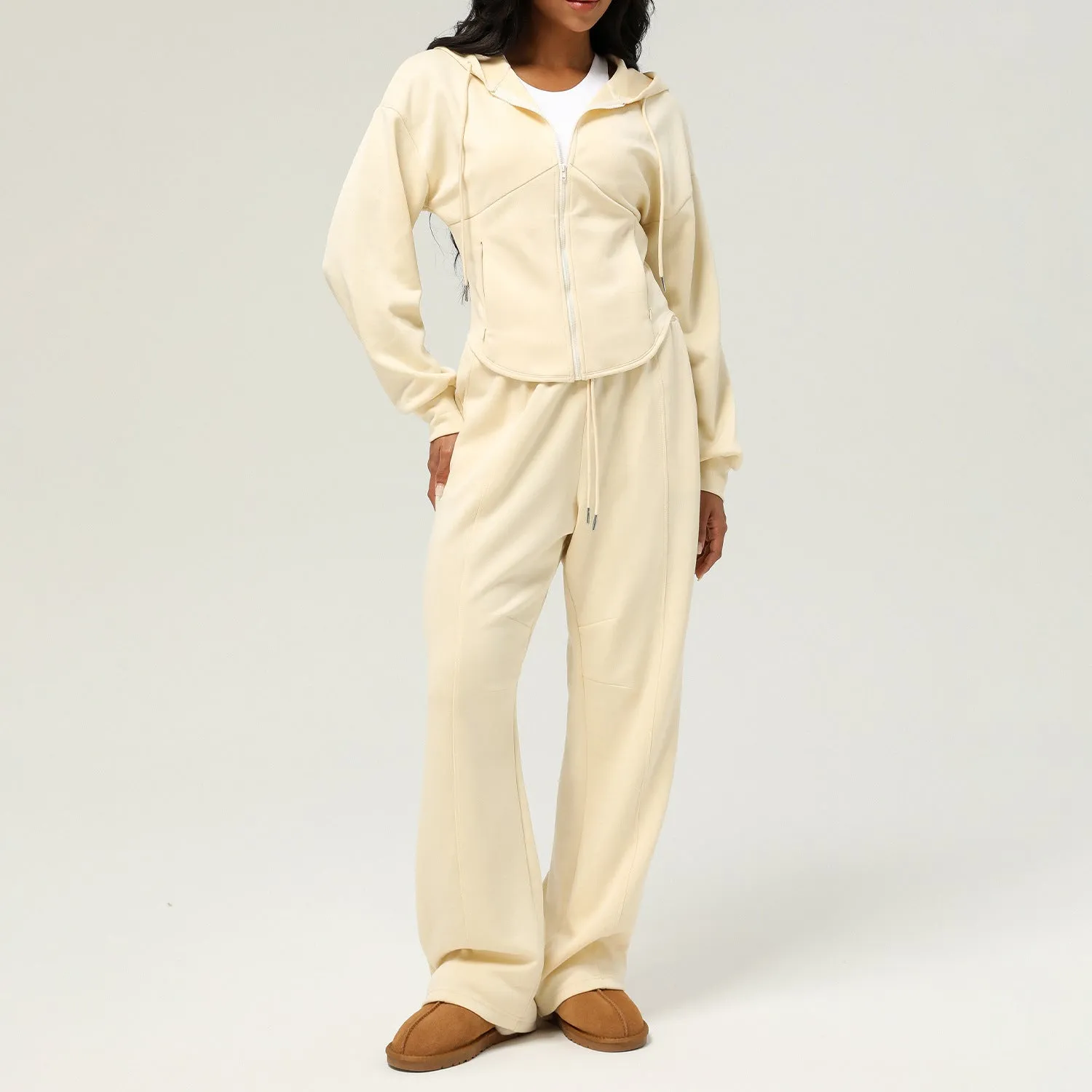 Casual Sweatpants Loose Hooded Coat Two Piece Set