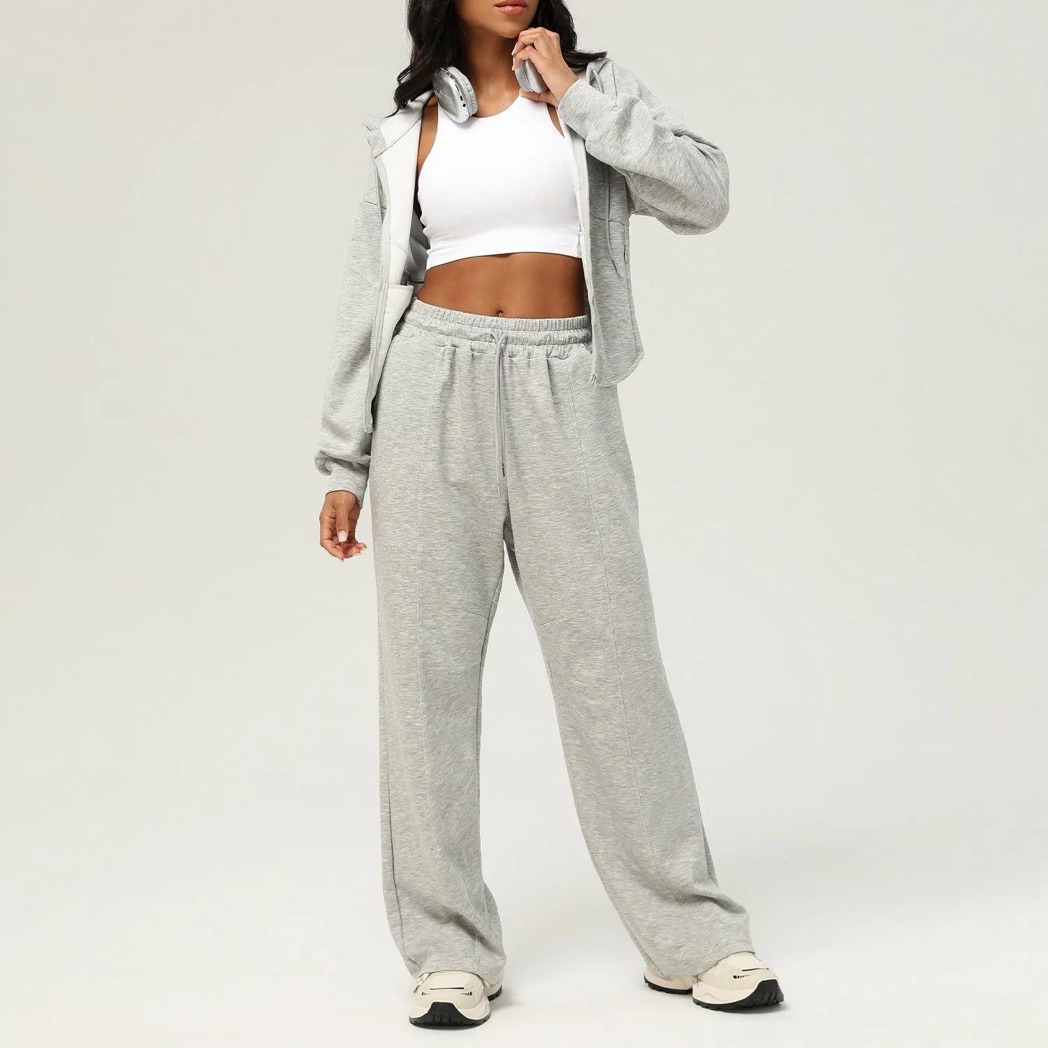Casual Sweatpants Loose Hooded Coat Two Piece Set