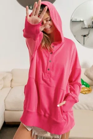 Cello Half Snap Thumbhole Long Sleeve Hoodie