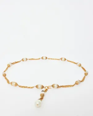 Chanel Vintage Gold & Pearl Chain Belt