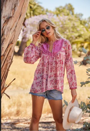 Charlotte Printed Blouse  Vintage Pink