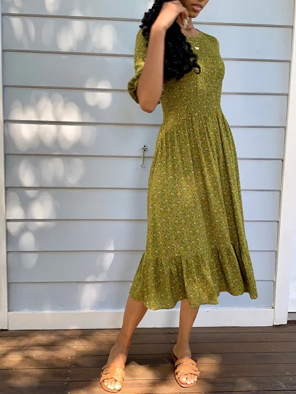 Christy Moss Green Vintage-Inspired Dress
