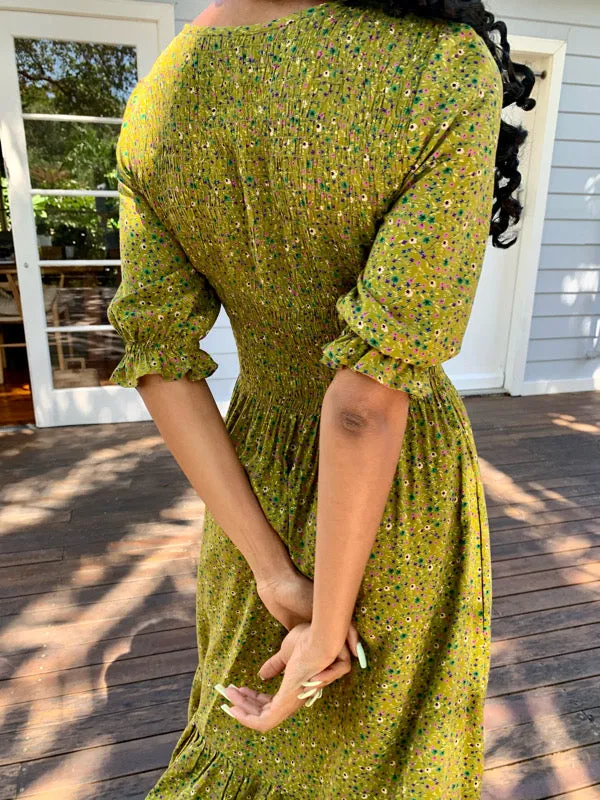 Christy Moss Green Vintage-Inspired Dress