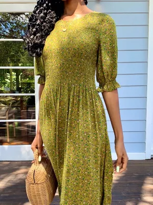 Christy Moss Green Vintage-Inspired Dress