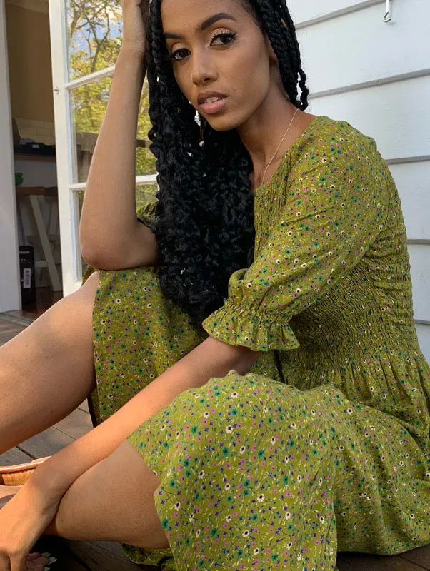 Christy Moss Green Vintage-Inspired Dress
