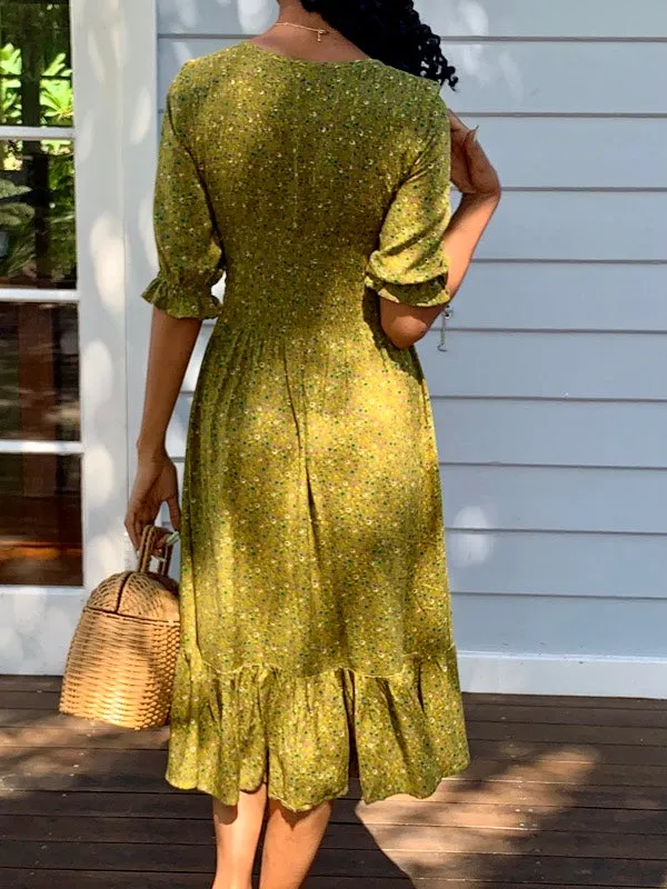Christy Moss Green Vintage-Inspired Dress