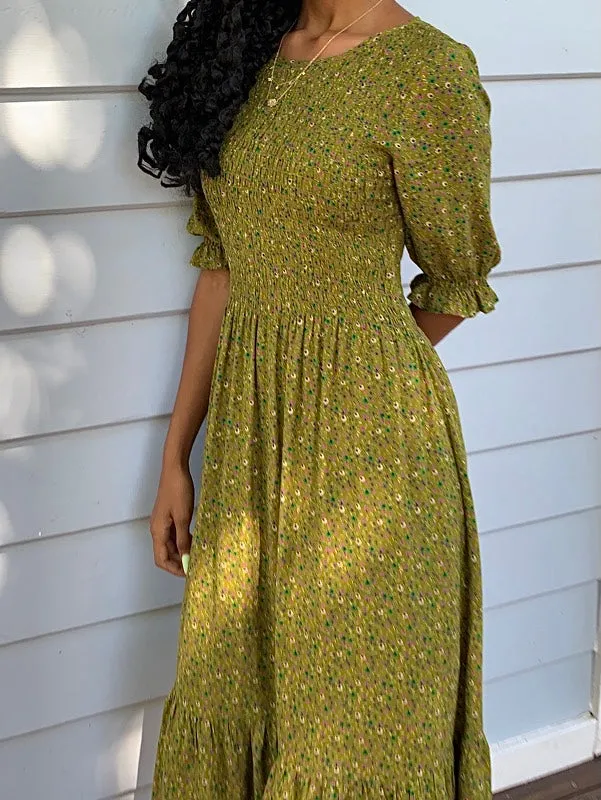 Christy Moss Green Vintage-Inspired Dress