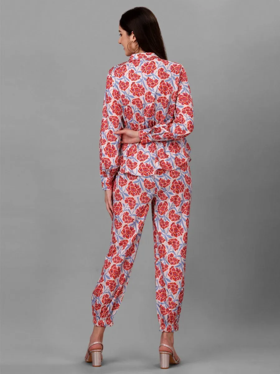 Co-Ords for Women Red Floral