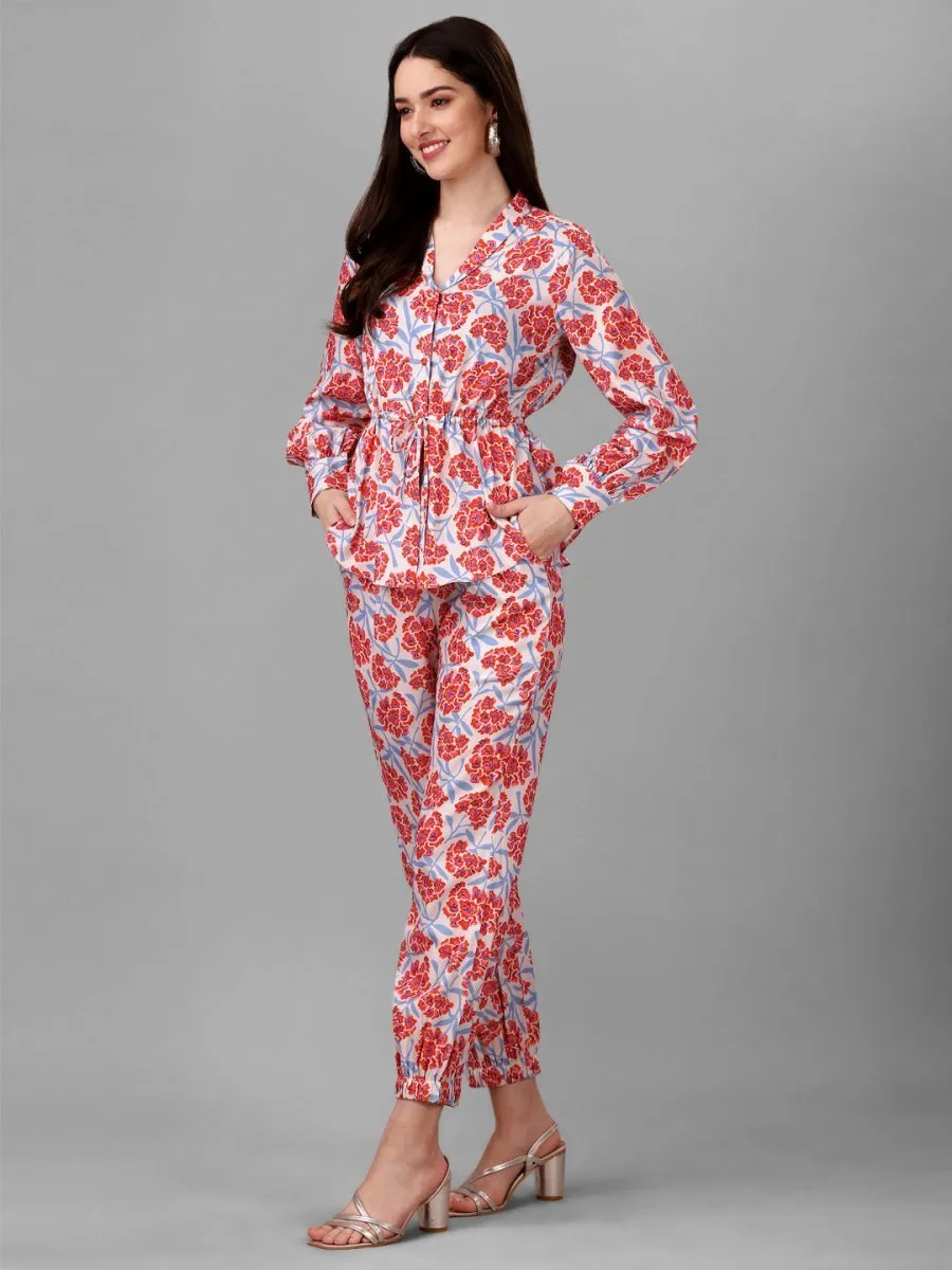 Co-Ords for Women Red Floral