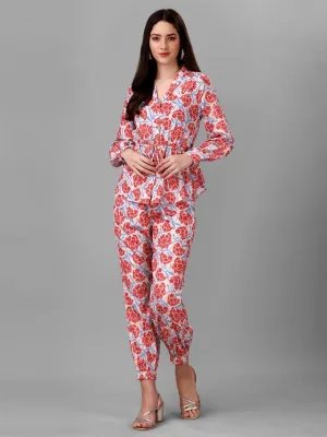 Co-Ords for Women Red Floral