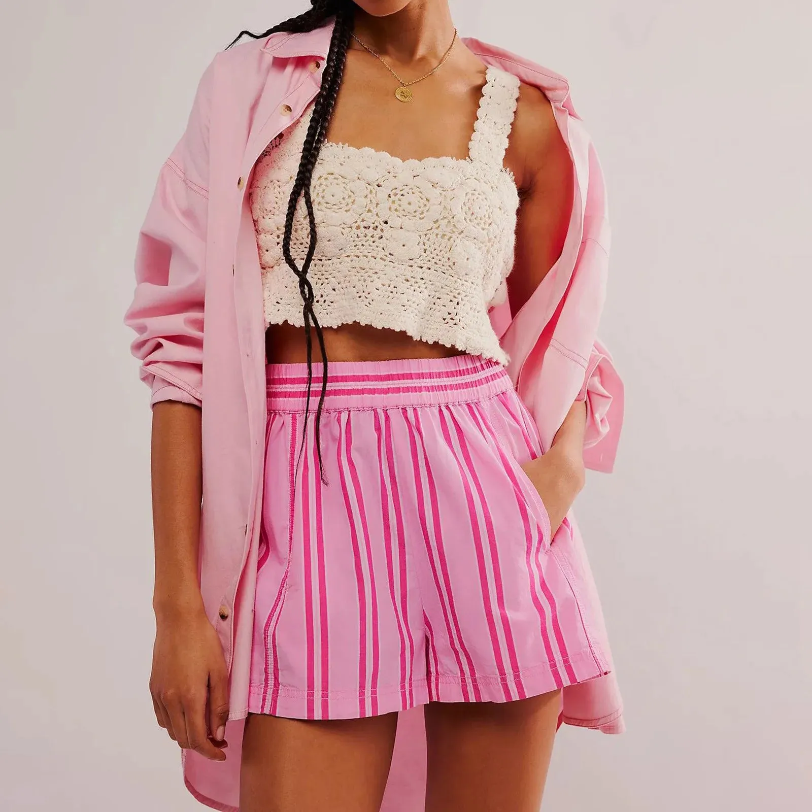 Colored Stripe High Waist Shorts