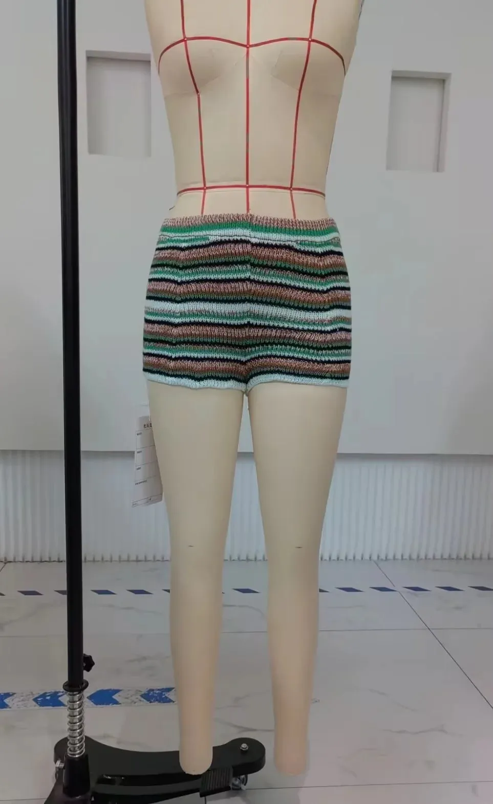 Colored Striped Knit Shorts