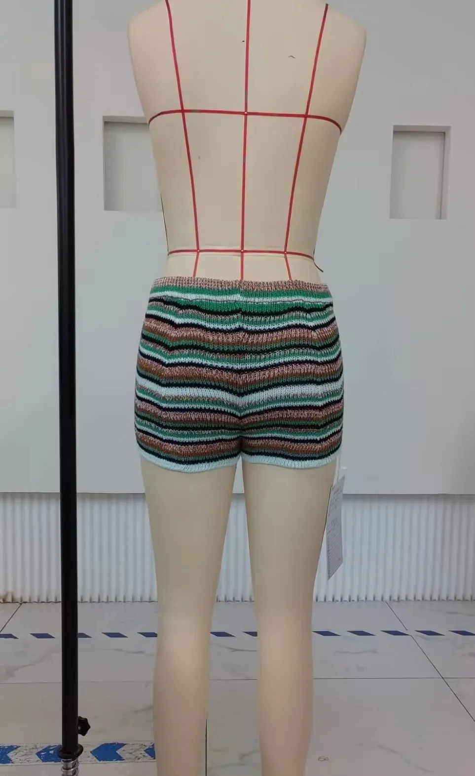 Colored Striped Knit Shorts