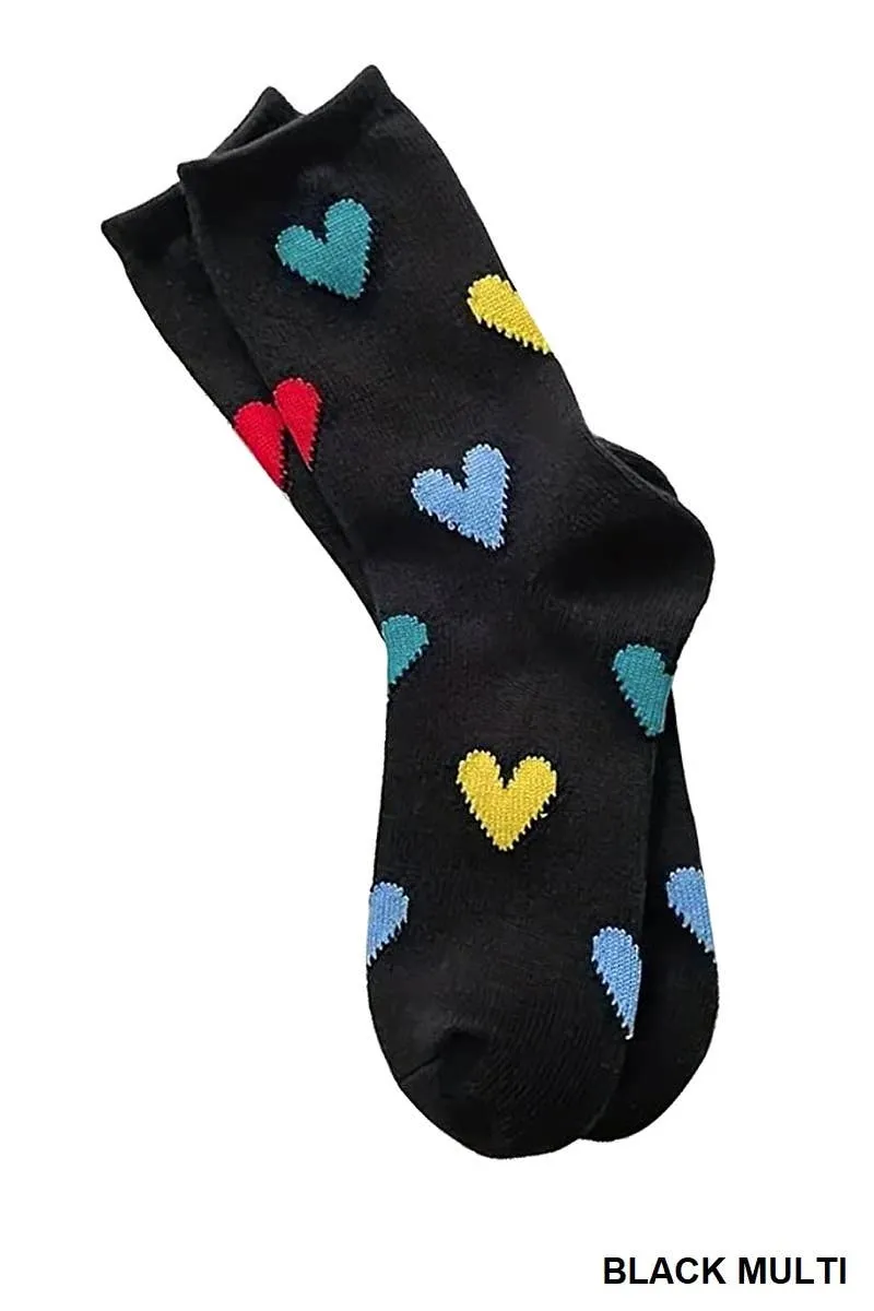 Colorful Heart Pattern Socks, 6 Pairs In 1 Pack