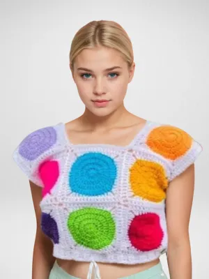 Colorwheel Squares Crop Top