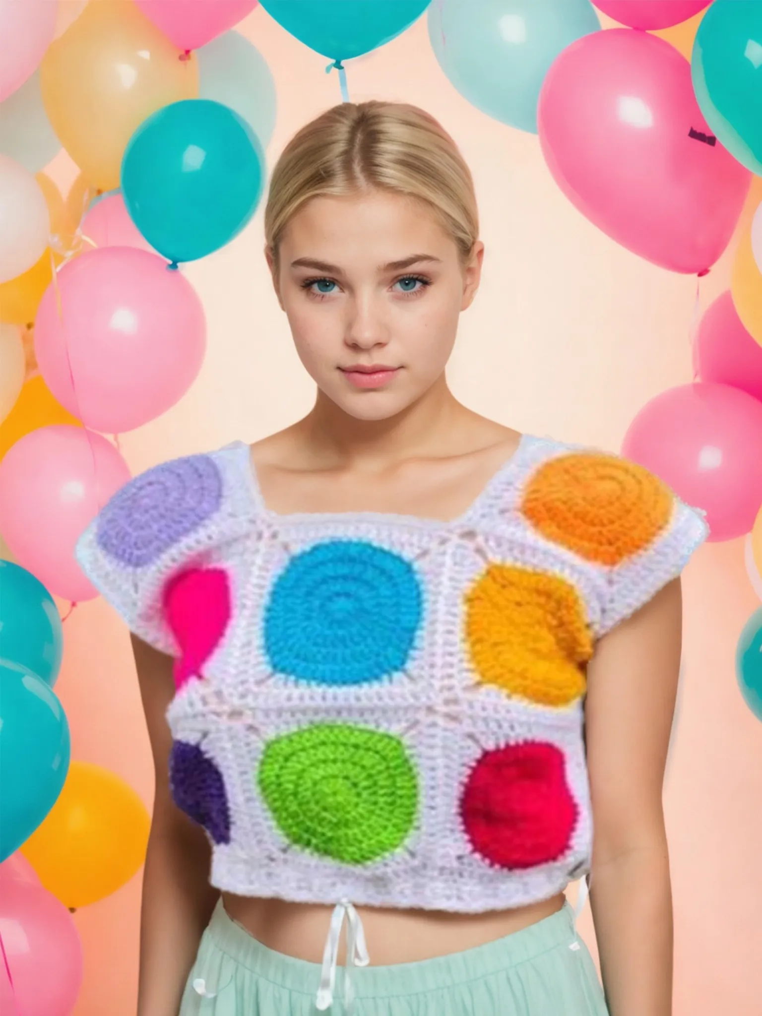 Colorwheel Squares Crop Top