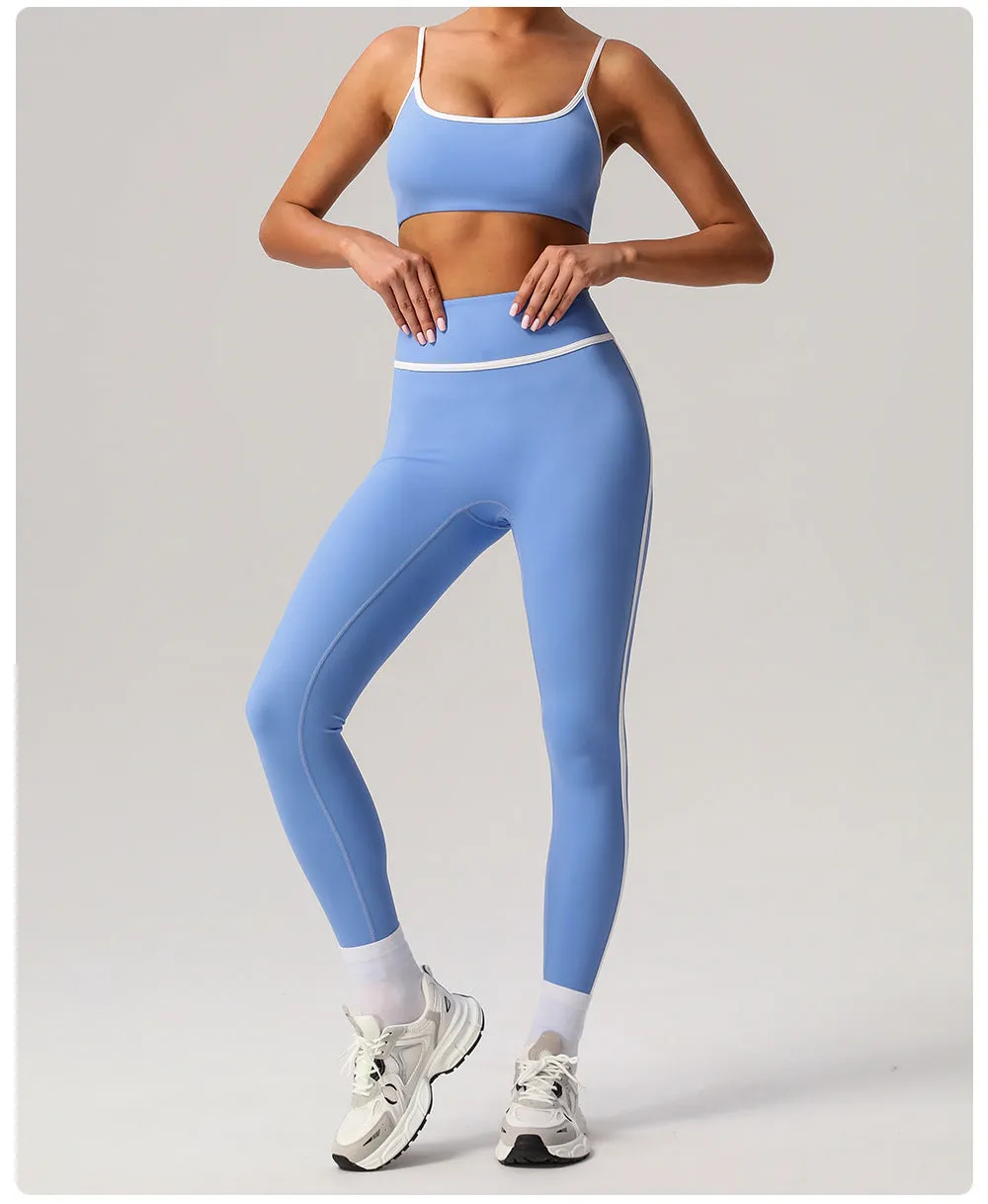 Contrast Color Beauty Back Tight Nude Feel Yoga Suit