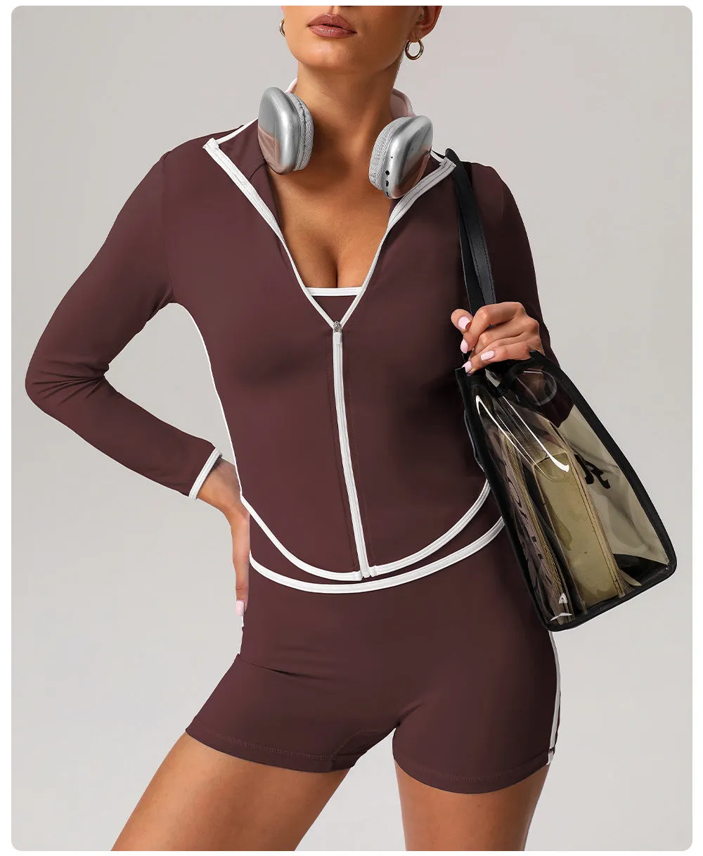 Contrast Color Beauty Back Tight Nude Feel Yoga Suit