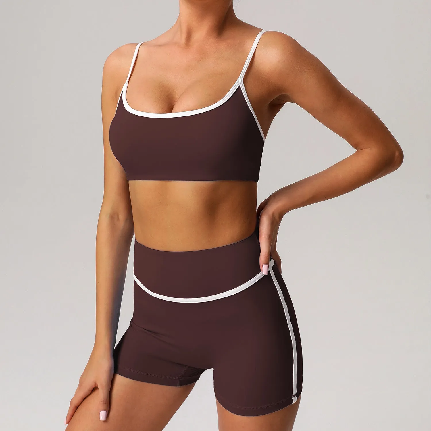 Contrast Color Beauty Back Tight Nude Feel Yoga Suit