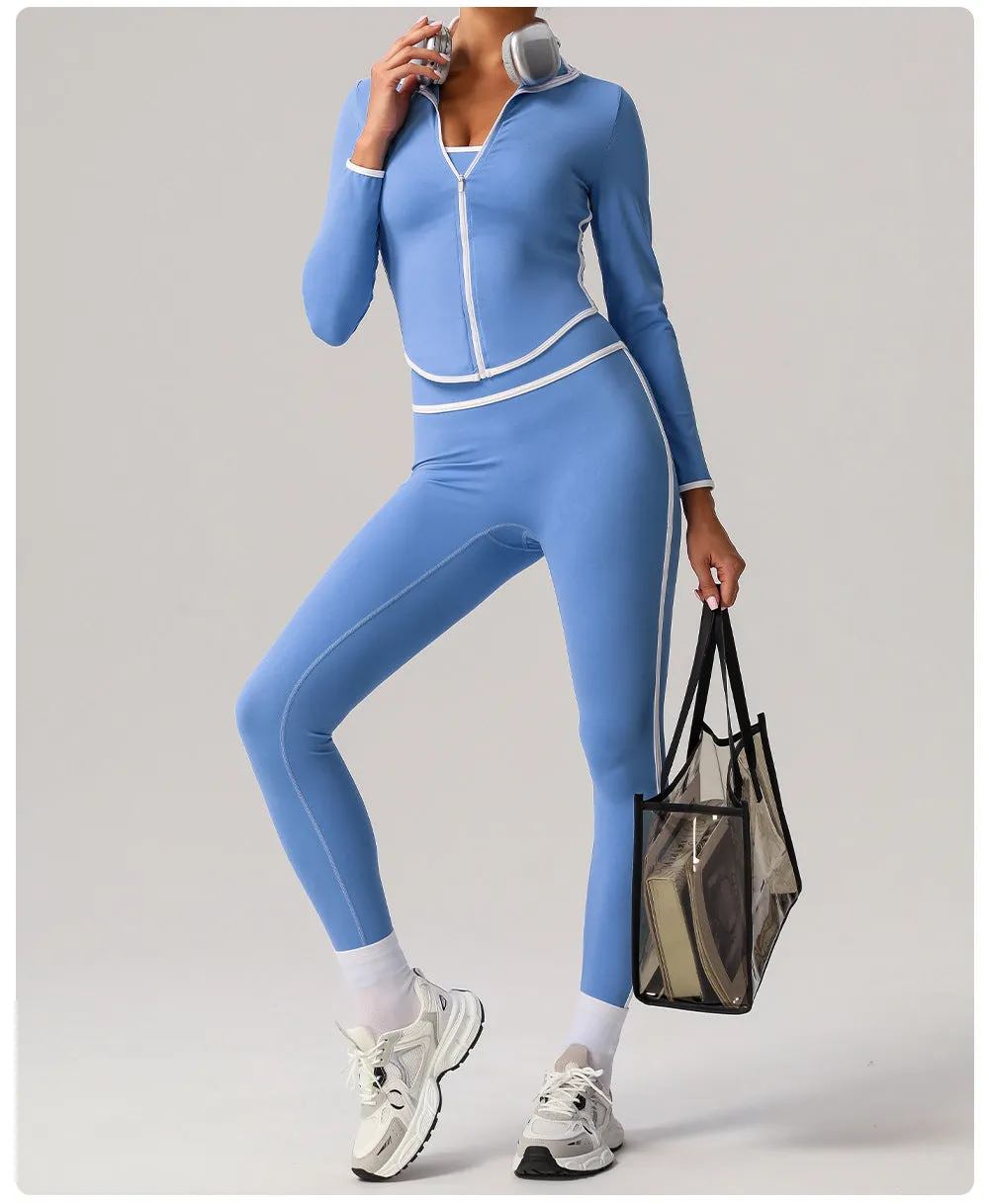 Contrast Color Beauty Back Tight Nude Feel Yoga Suit