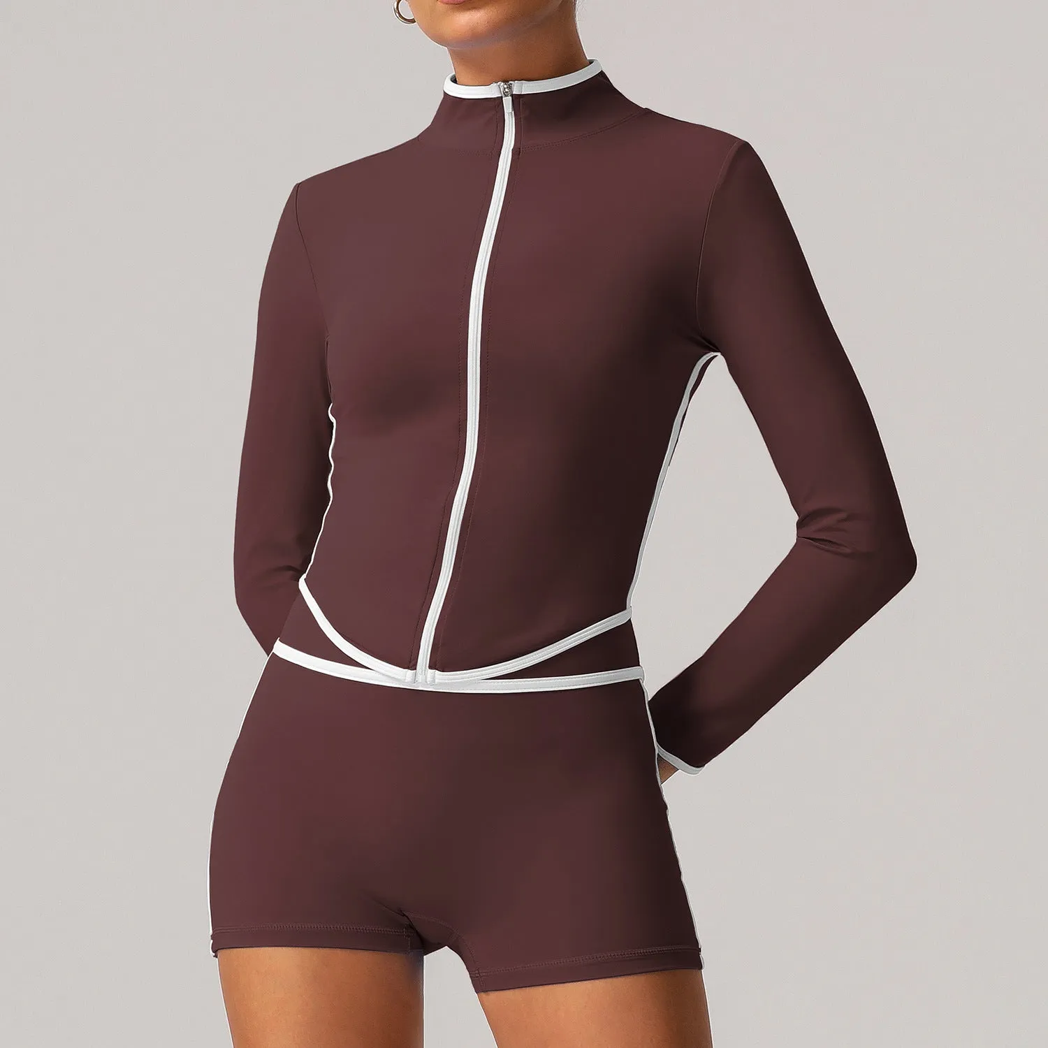 Contrast Color Beauty Back Tight Nude Feel Yoga Suit