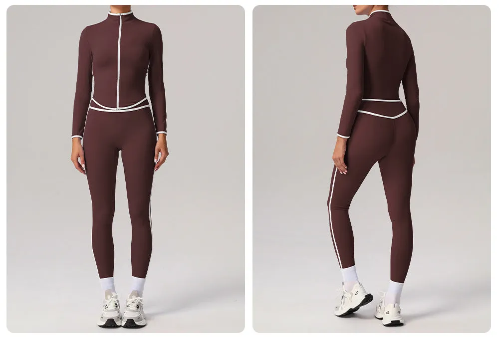 Contrast Color Beauty Back Tight Nude Feel Yoga Suit