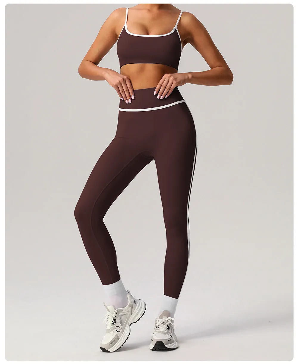 Contrast Color Beauty Back Tight Nude Feel Yoga Suit