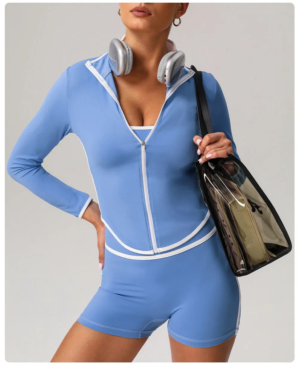 Contrast Color Beauty Back Tight Nude Feel Yoga Suit
