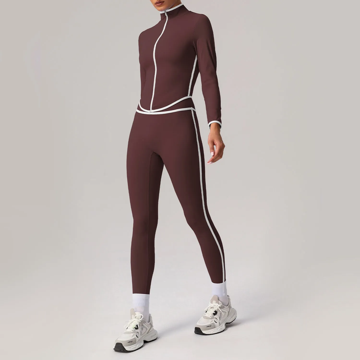 Contrast Color Beauty Back Tight Nude Feel Yoga Suit