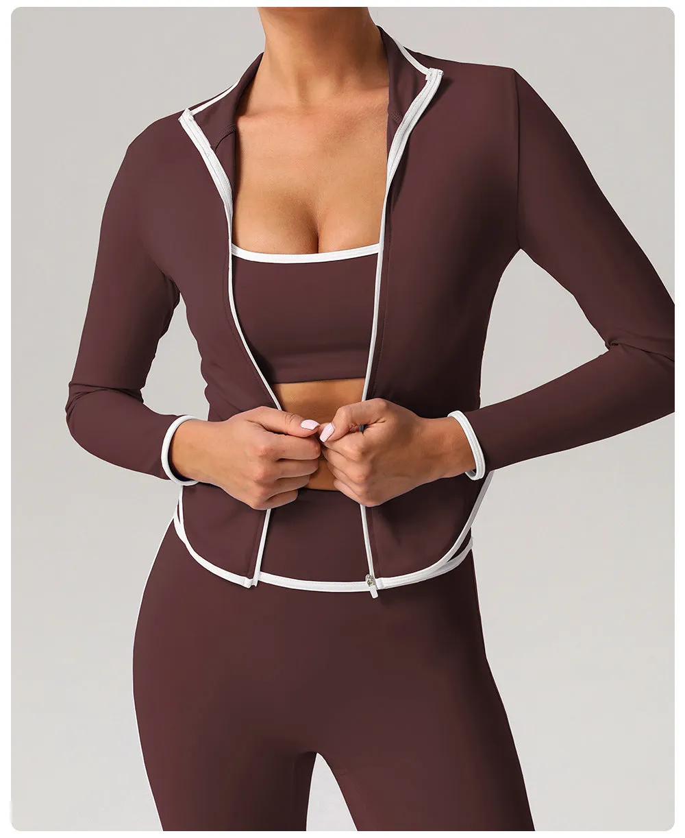 Contrast Color Beauty Back Tight Nude Feel Yoga Suit