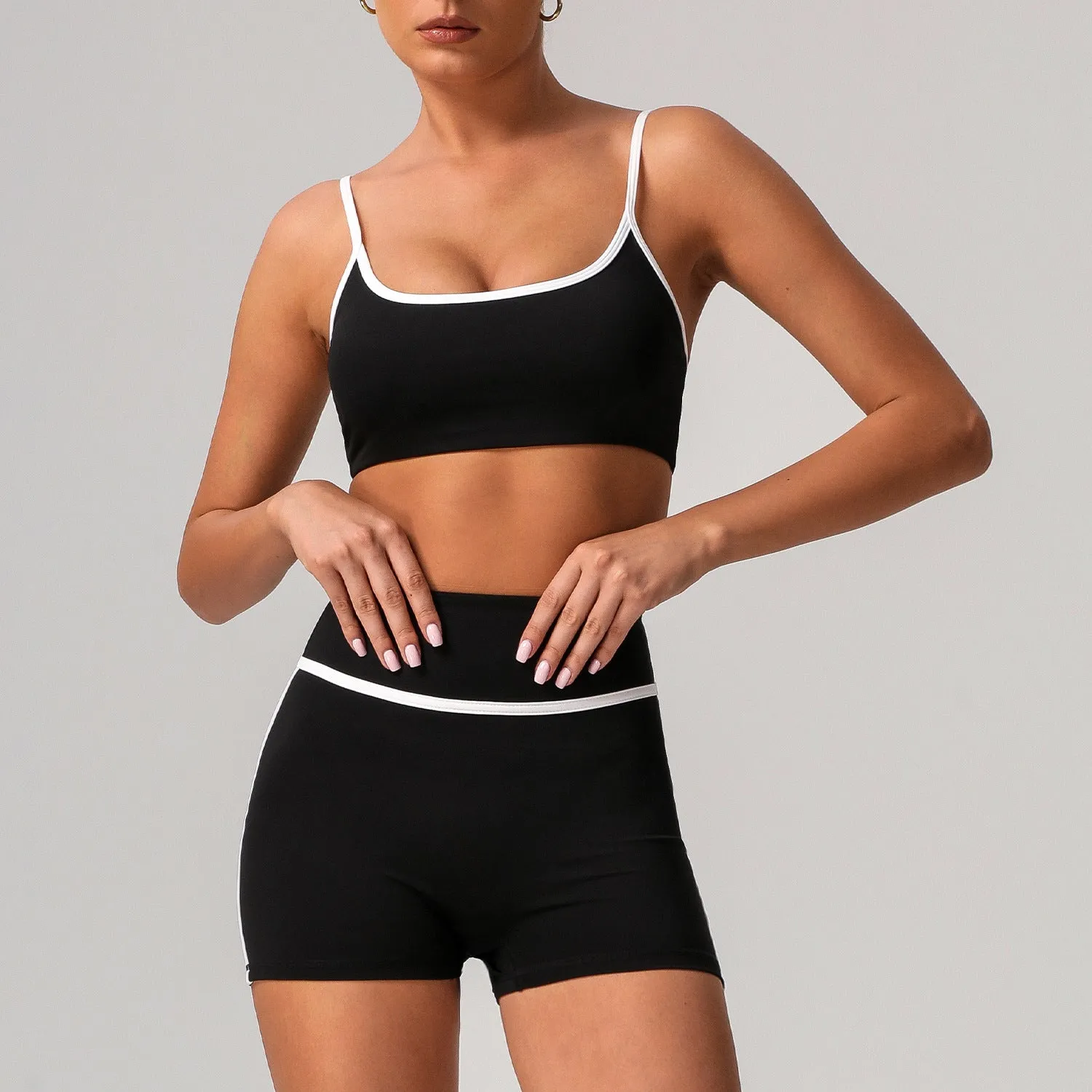 Contrast Color Beauty Back Tight Nude Feel Yoga Suit