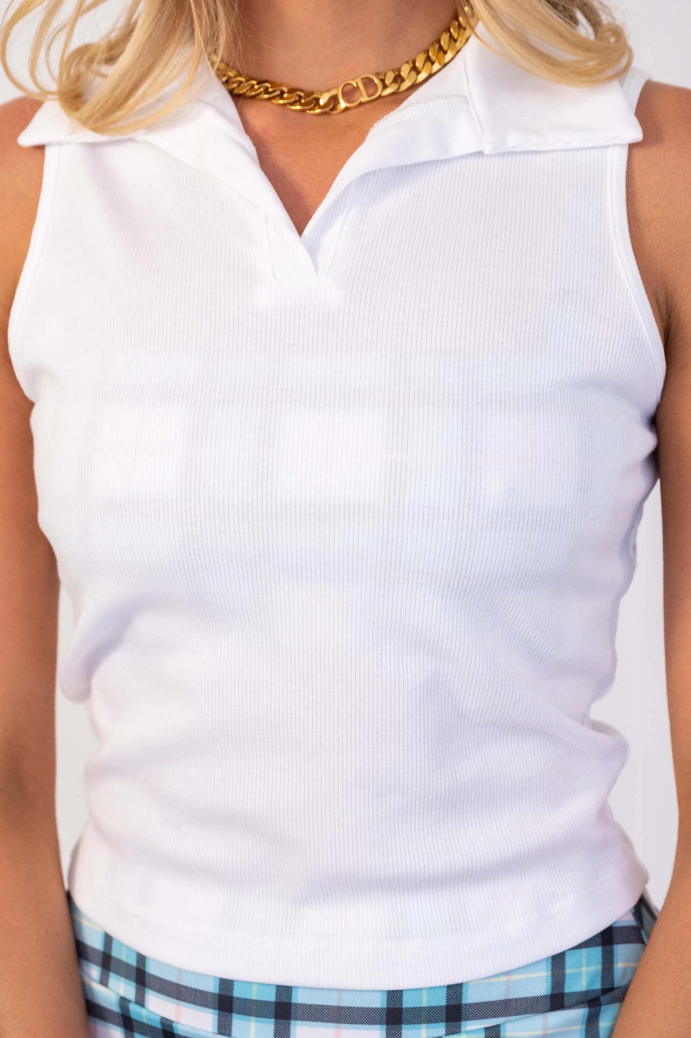 Core Rib Polo Tank - White