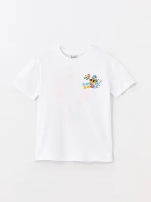 Crew Neck Printed Short Sleeve Girls T-Shirt
