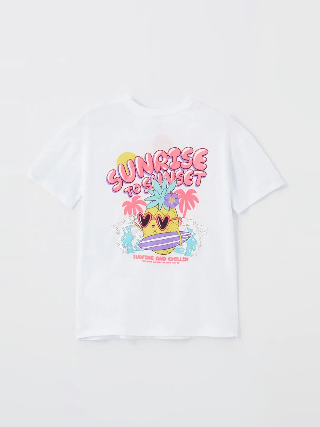 Crew Neck Printed Short Sleeve Girls T-Shirt