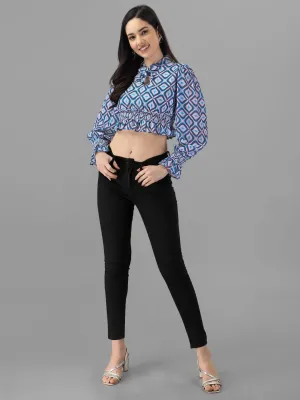 Crop tops for Women western wear Blue