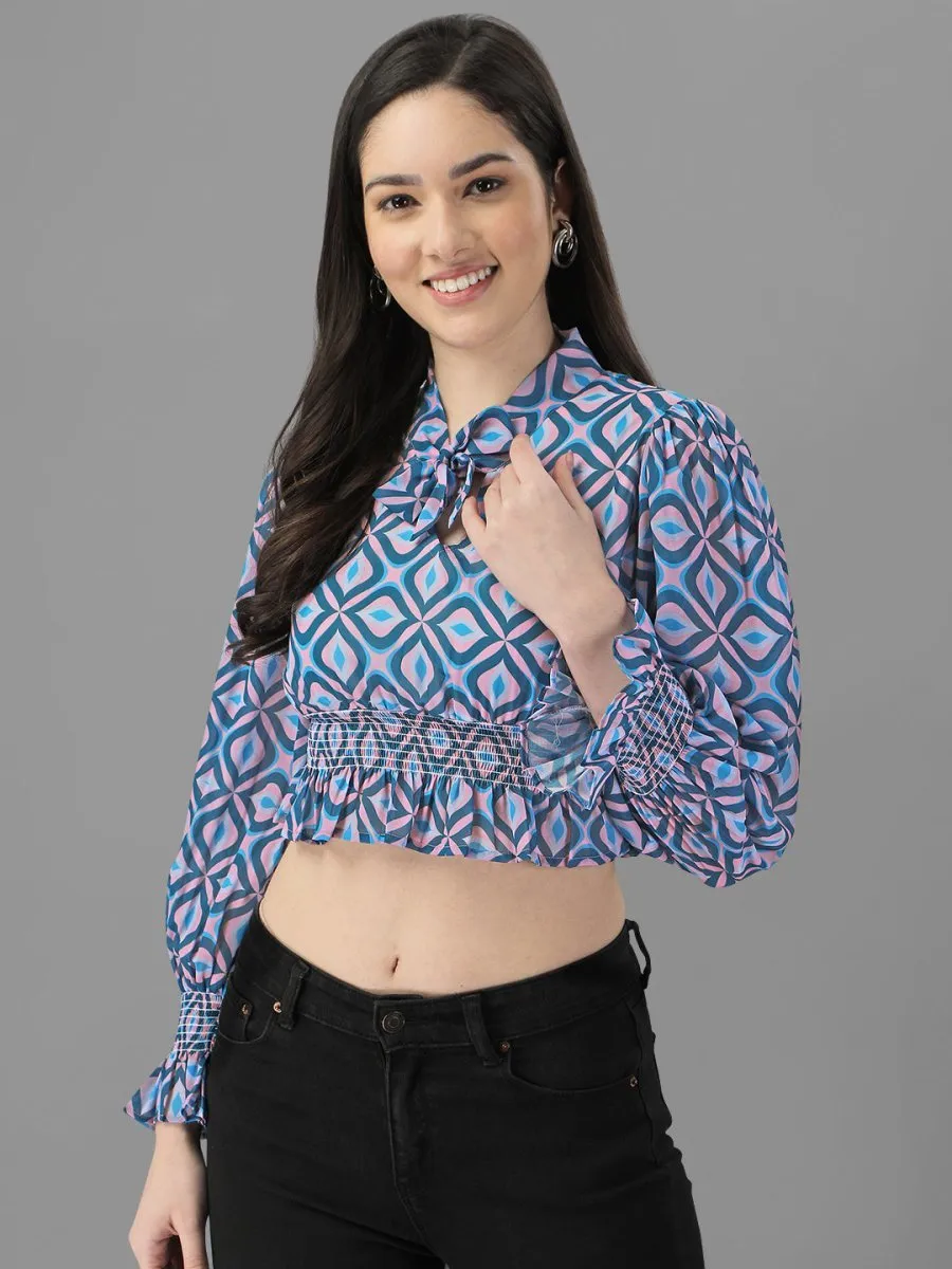 Crop tops for Women western wear Blue