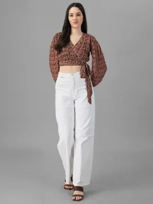 crop tops for Women western wear Brown