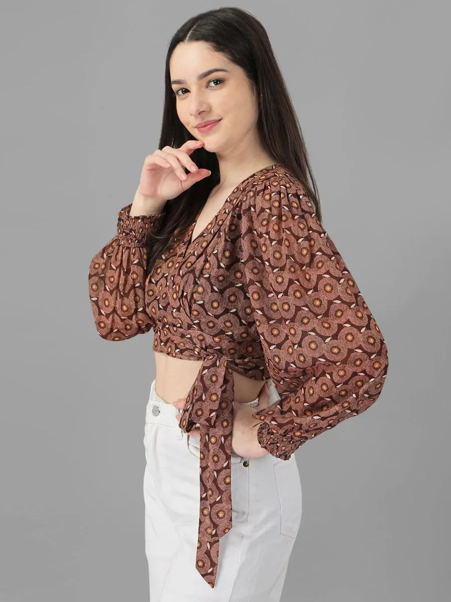 crop tops for Women western wear Brown