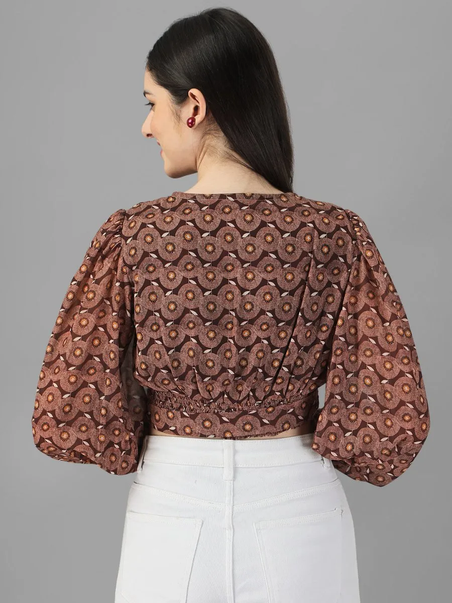 crop tops for Women western wear Brown