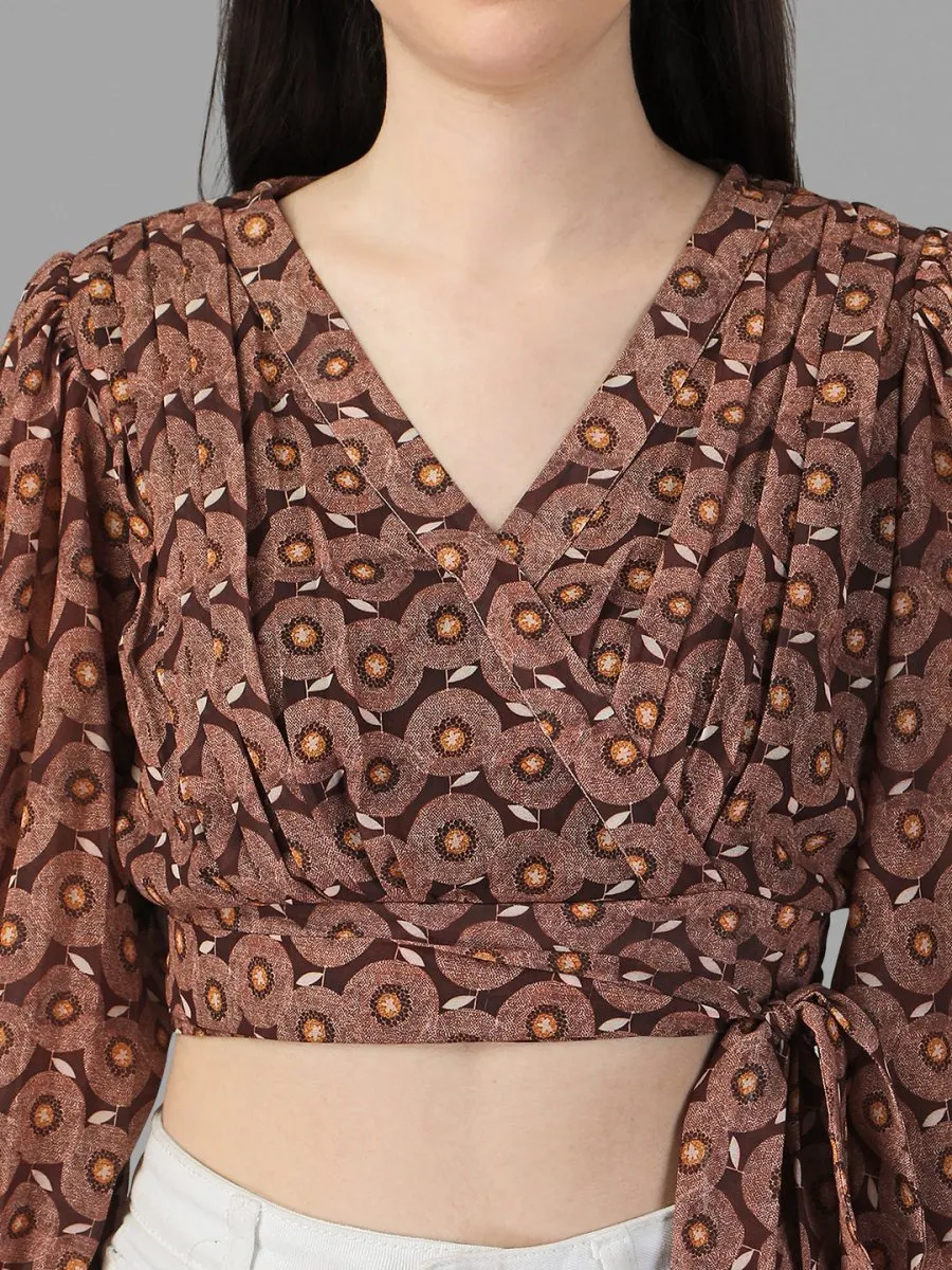 crop tops for Women western wear Brown