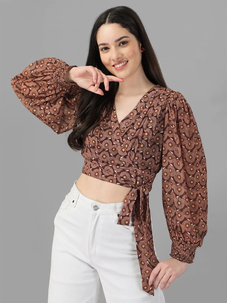 crop tops for Women western wear Brown