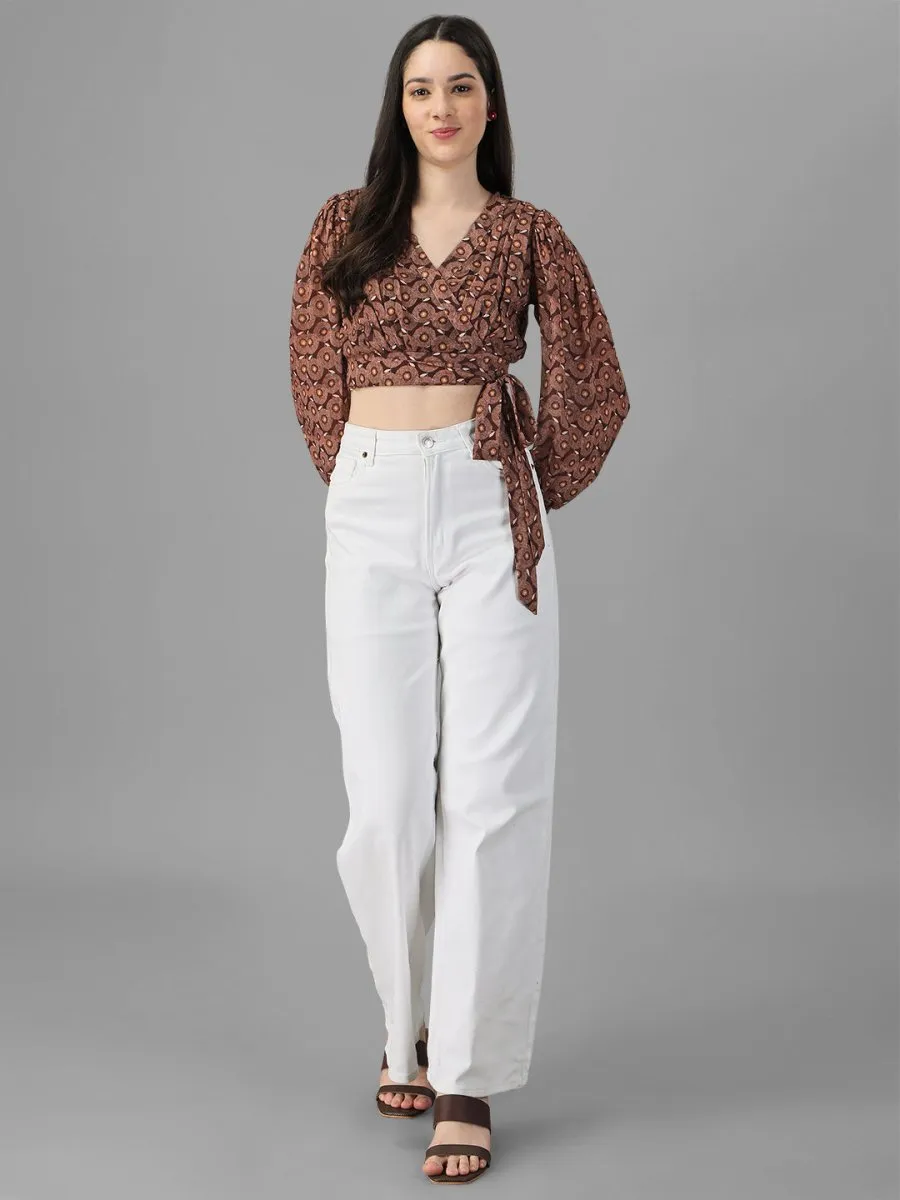 crop tops for Women western wear Brown