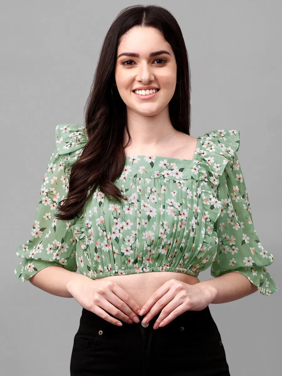 crop tops for Women western wear green